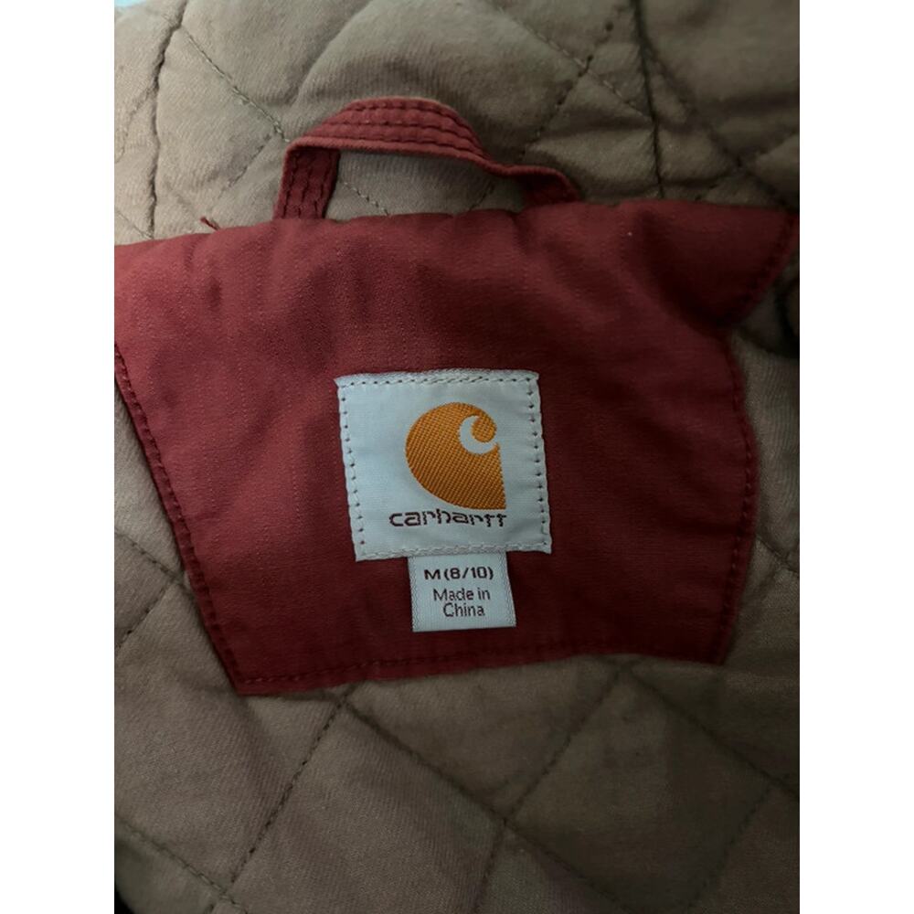 Carhartt M 8/10 Women’s Quilt Lined Canvas Hood Jacket Red Utility Coat - Picture 6 of 11